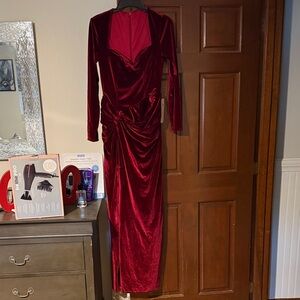 Elegant Velvet Red Dress
